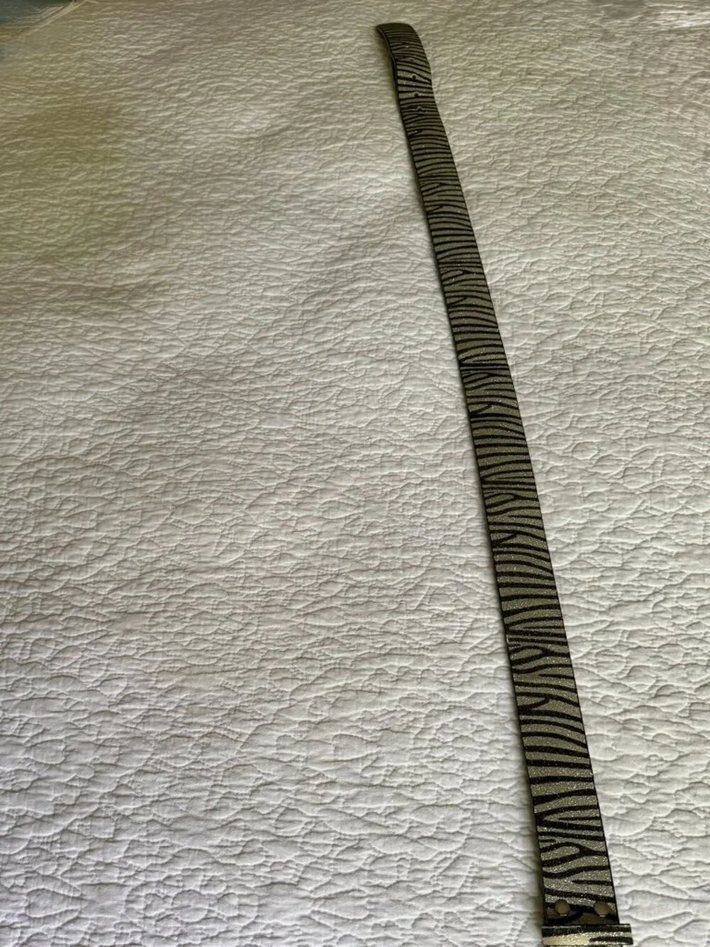 Silver & Black Zebra Glitter Belt – Roller Buckle – Size S – 1.5” W; 40